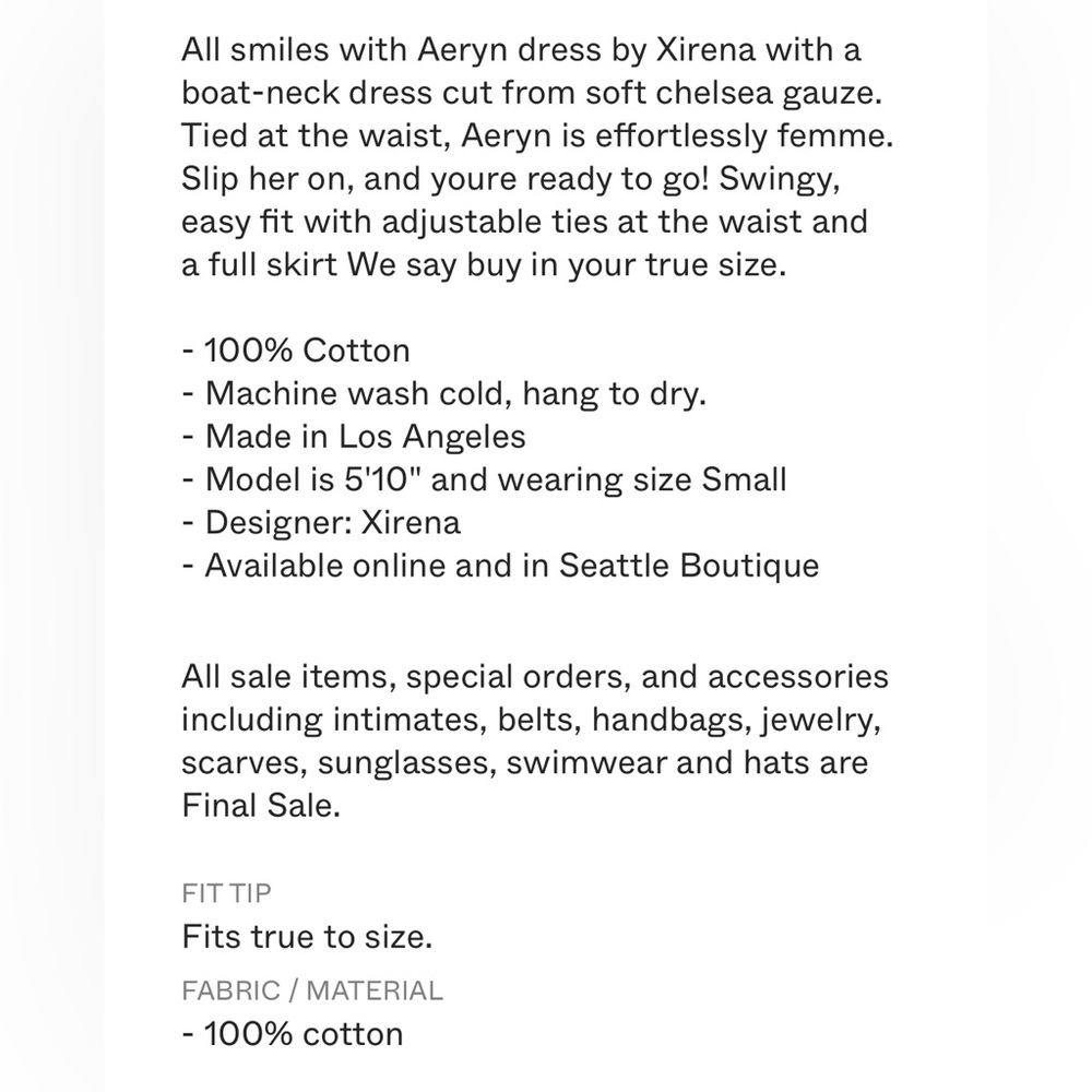 Xirena “Aeryn” Dress size XS - Picture 9 of 9